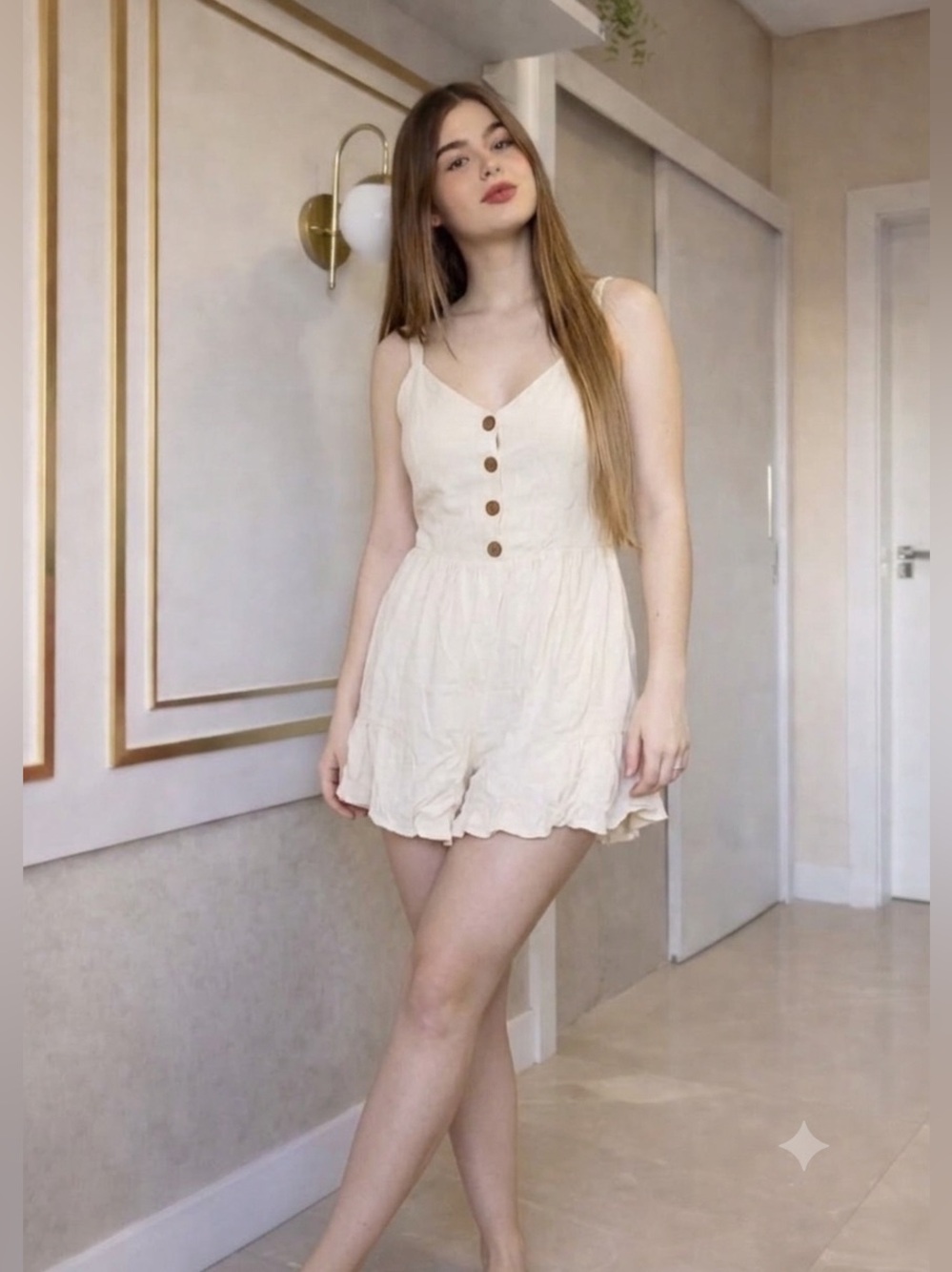 Cotton Candy Cream Button-Front Mini Dress